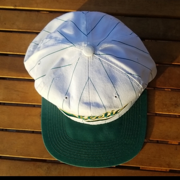 vtg Oakland A's Script Snapback Pin Stripe Starter Hat - CLEAN - Picture 7 of 11